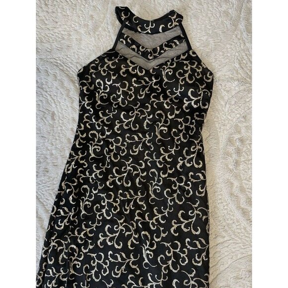 Teeze Me Formal Gown Black and Gold Women's Size 7 - Picture 7 of 7